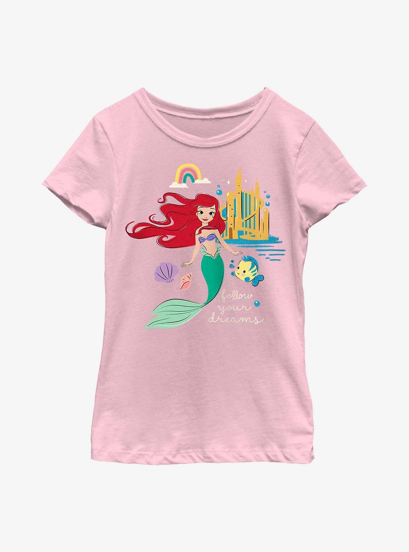 Disney The Little Mermaid Follow Your Dreams Youth Girls T-Shirt, PINK, hi-res