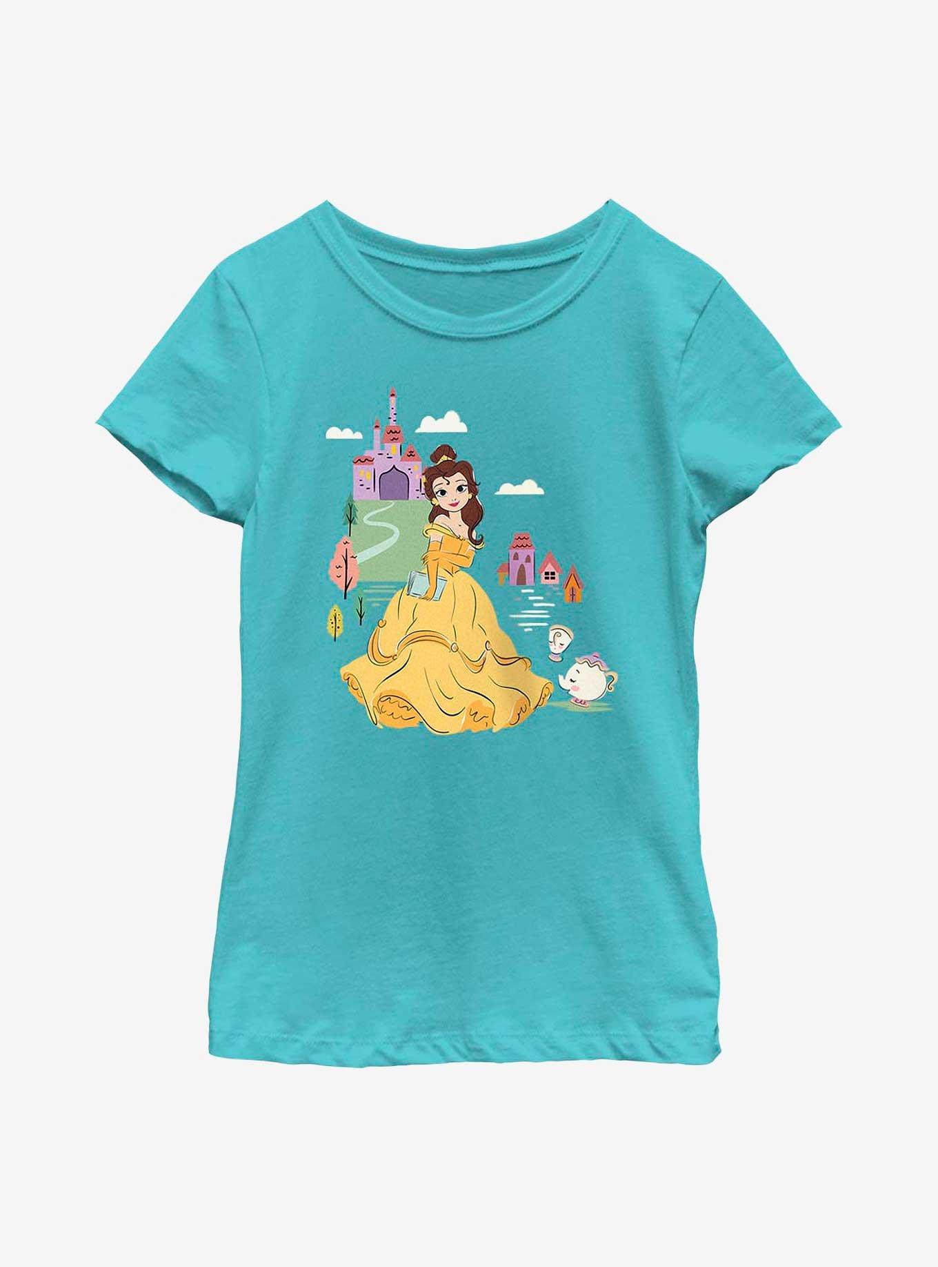 Disney Beauty And The Beast Belle Cartoon Group Youth Girls T-Shirt, , hi-res