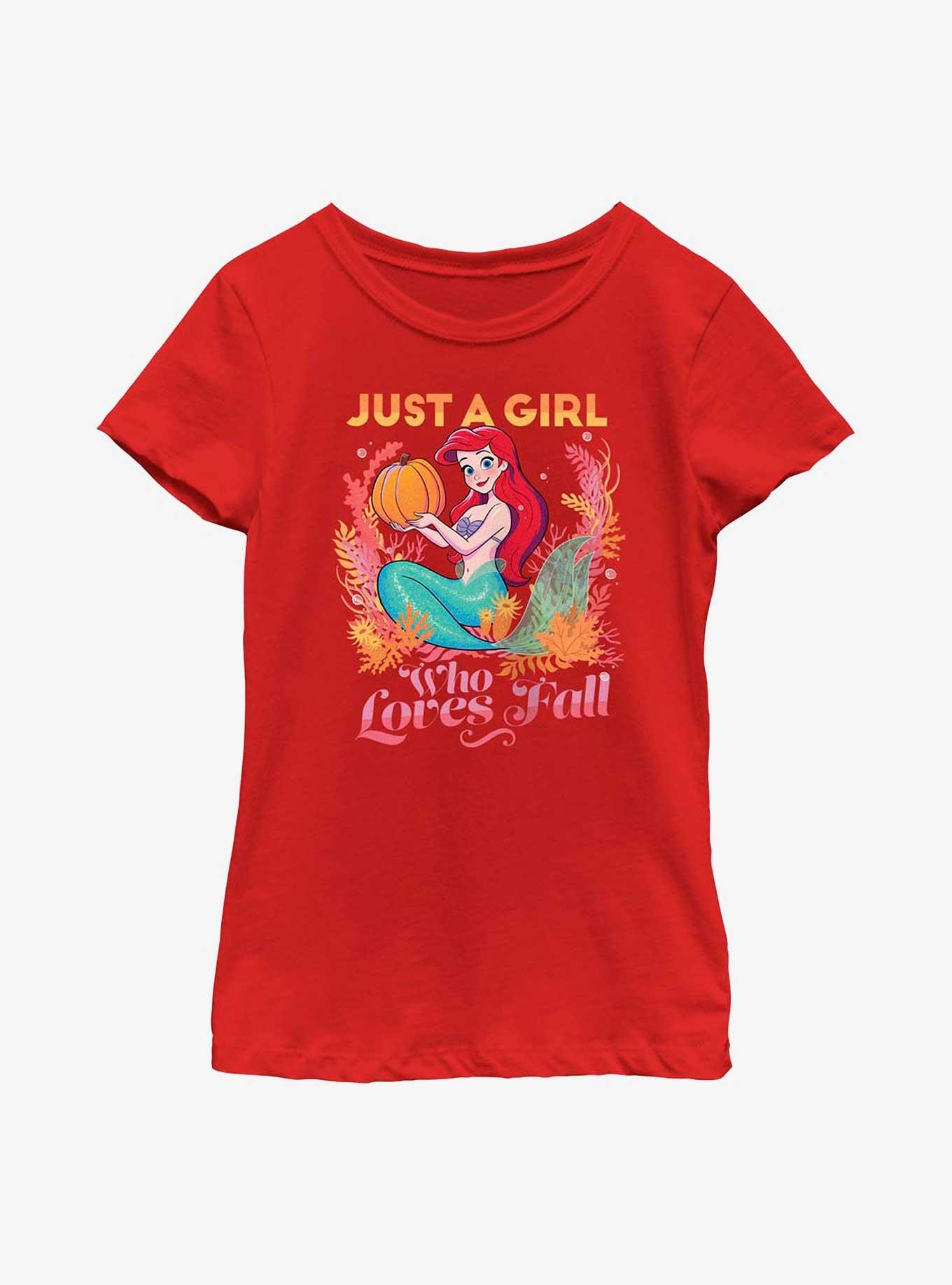 Disney The Little Mermaid Pumpkin Ariel Youth Girls T-Shirt, RED, hi-res