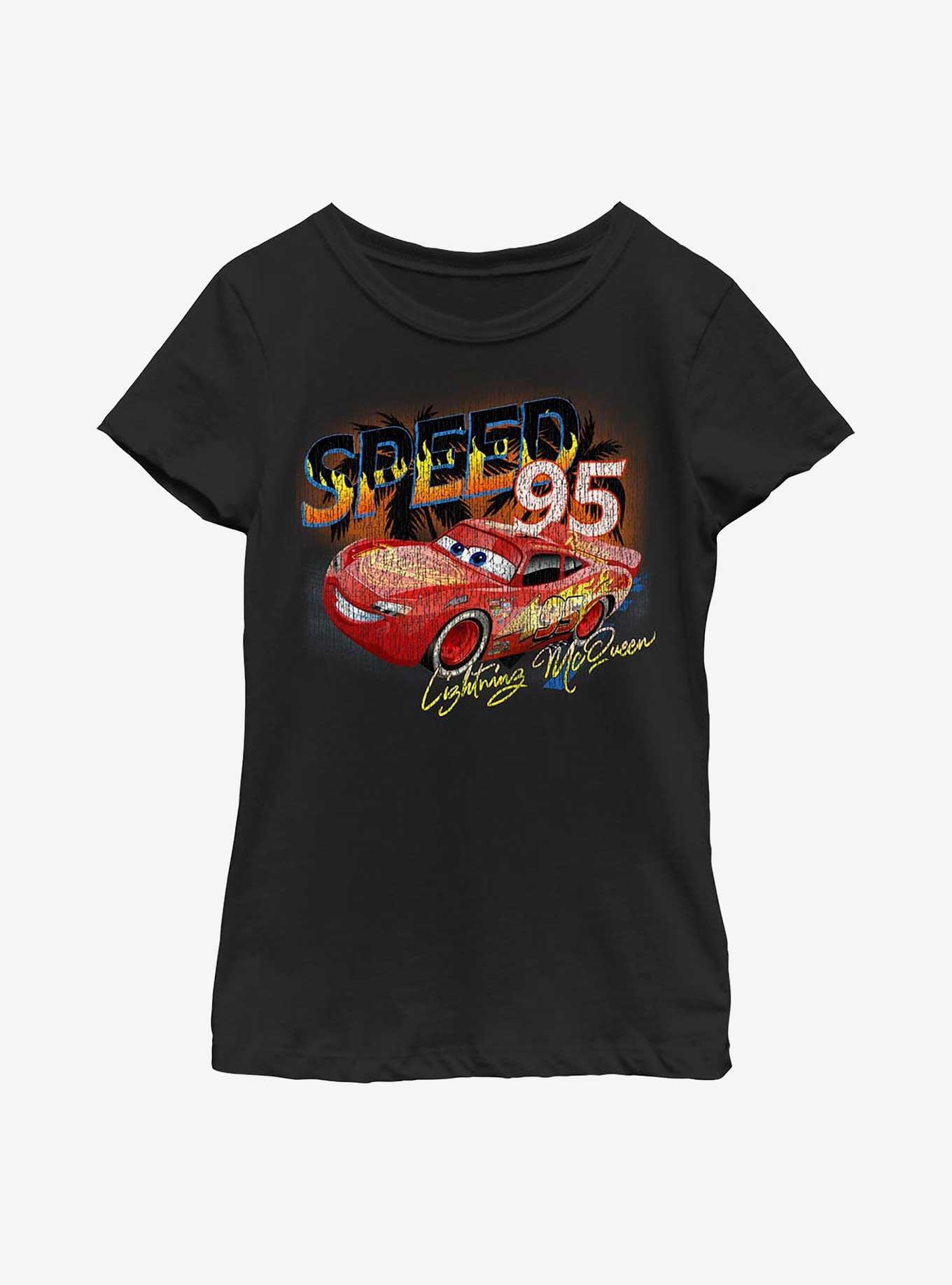 Disney Pixar Cars Speed 95 McQueen Youth Girls T-Shirt, BLACK, hi-res