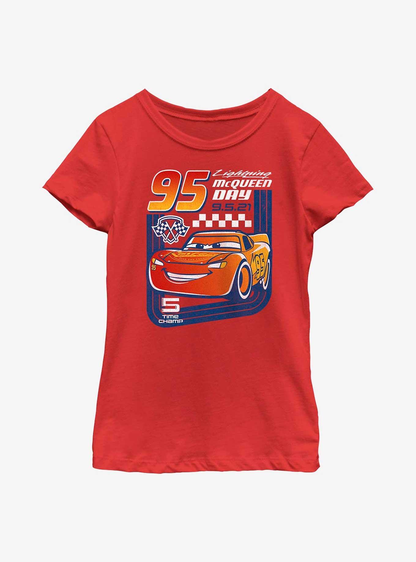 Disney Pixar Cars 95 McQueen Day Youth Girls T-Shirt, RED, hi-res