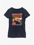 Disney Pixar Cars Lightning McQueen 95 Poster Youth Girls T-Shirt, NAVY, hi-res