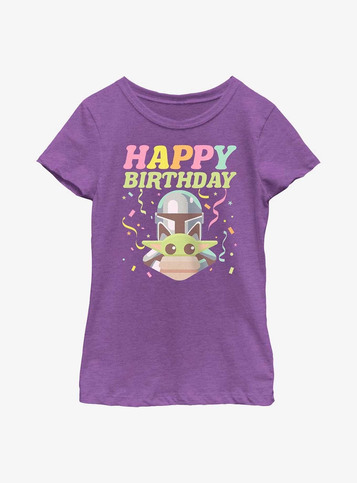 Star Wars The Mandalorian Happy Birthday Youth Girls T-Shirt, PURPLE BERRY, hi-res