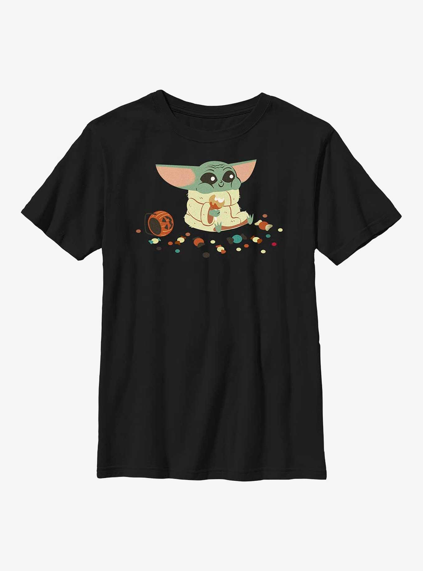 Star Wars The Mandalorian Grogu Eating Candies Youth T-Shirt, , hi-res