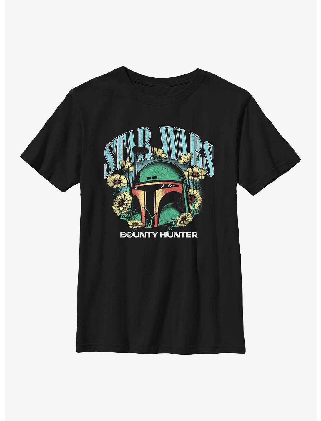 Star Wars Boba Fett Floral Youth T-Shirt, BLACK, hi-res
