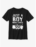 WWE Just A Boy Who Loves WWE Youth T-Shirt, BLACK, hi-res