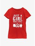 WWE Just A Girl Who Loves WWE Youth Girls T-Shirt, RED, hi-res