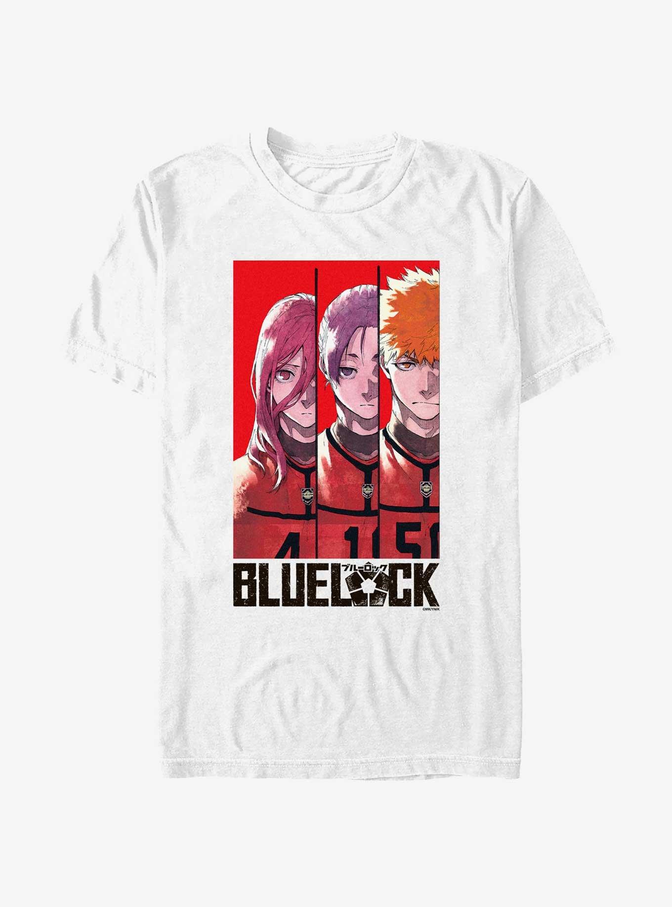 Blue Lock Team Red Hyoma Chigiri Reo Mikage and Rensuke Kunigami T-Shirt, WHITE, hi-res