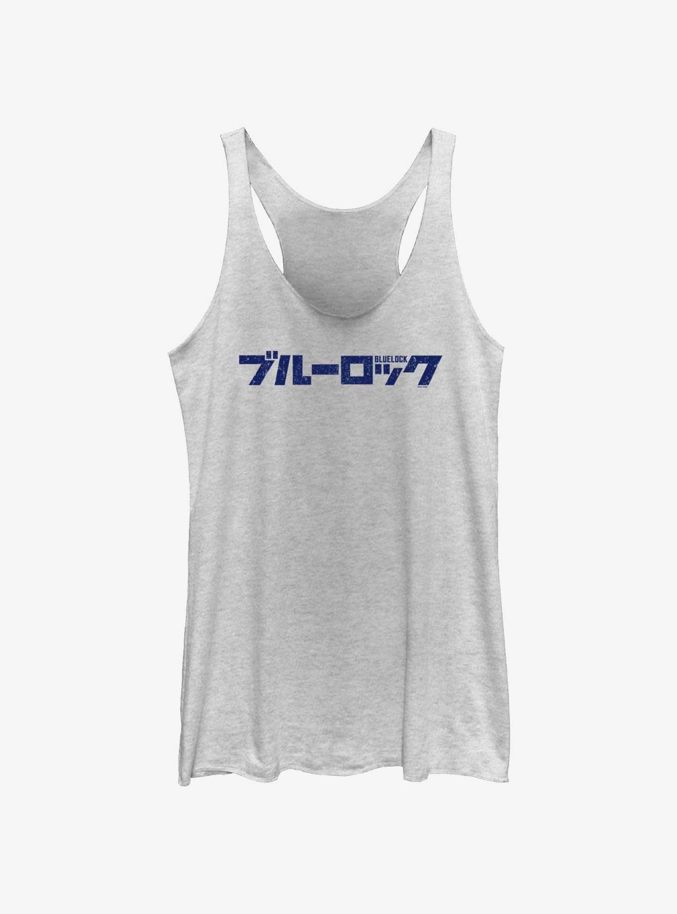 Blue Lock Japanese Glitch Logo Girls Tank, WHITE HTR, hi-res