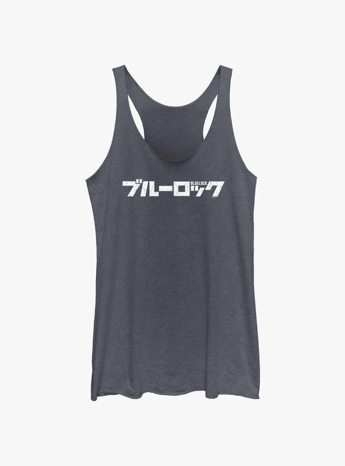 Blue Lock Japanese Glitch Logo Girls Tank, NAVY HTR, hi-res