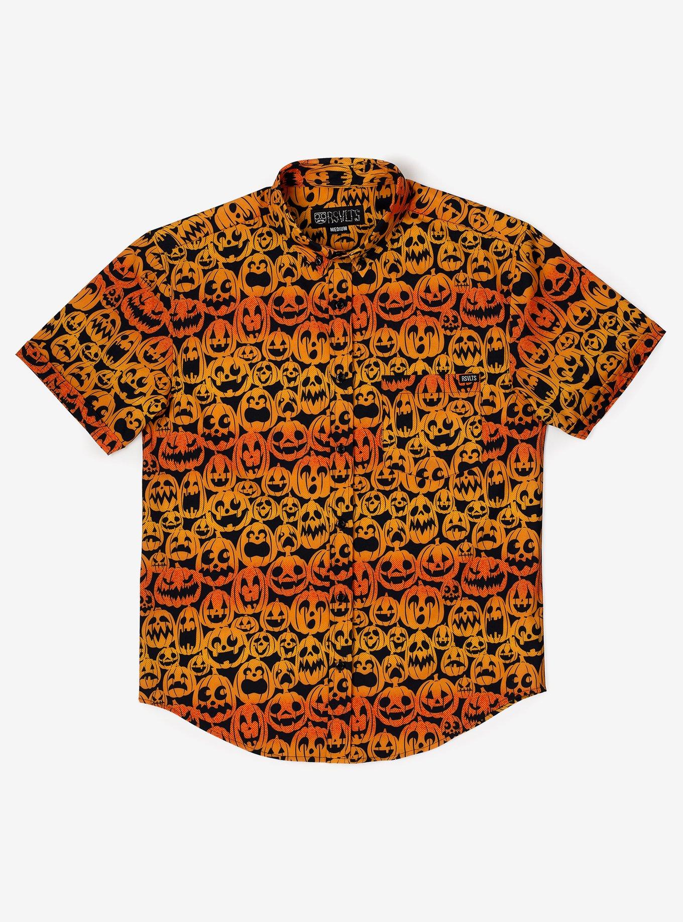 RSVLTS Jack O'Lantern Spooky Season Exclusive Button-Up Shirt, ORANGE, hi-res