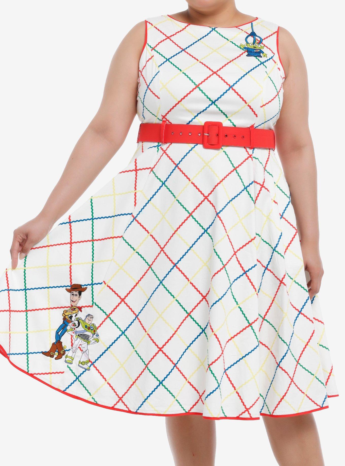 Her Universe Disney Pixar Toy Story Plaid Retro Belt Dress Plus Size, MULTI, hi-res