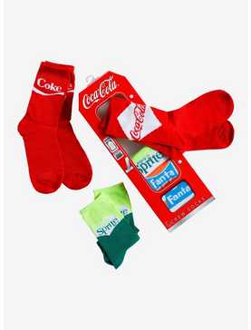 Coca-Cola Soft Drinks Crew Socks 6 Pair, , hi-res