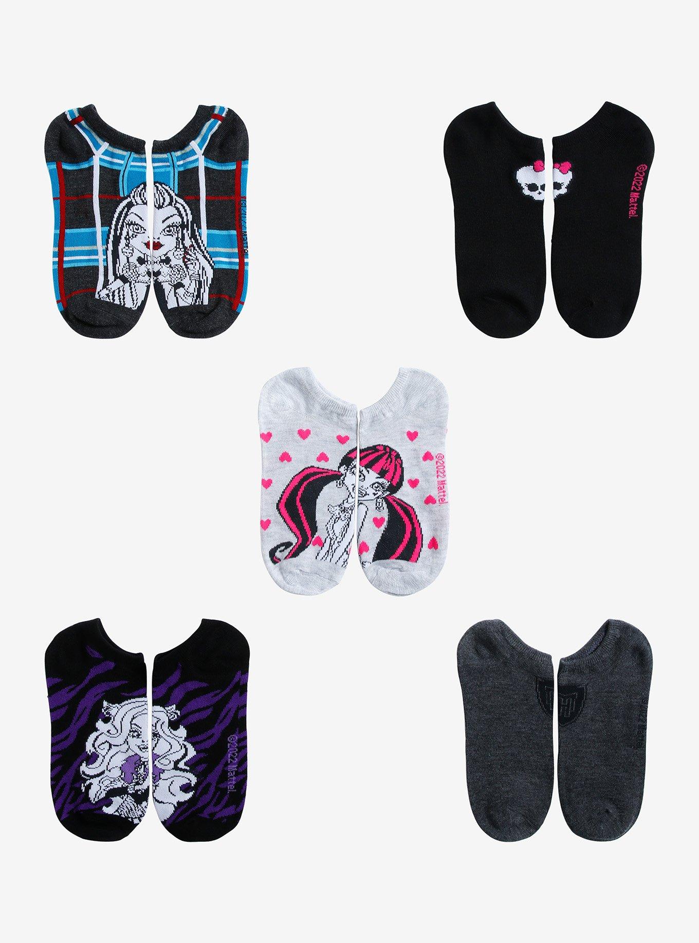 Monster High Characters No-Show Socks 5 Pair, , hi-res