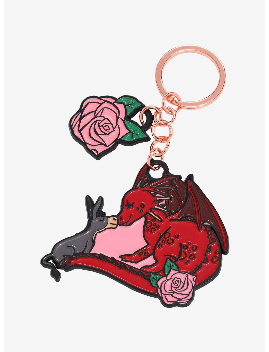 Shrek Donkey and Dragon Floral Keychain - BoxLunch Exclusive, , hi-res