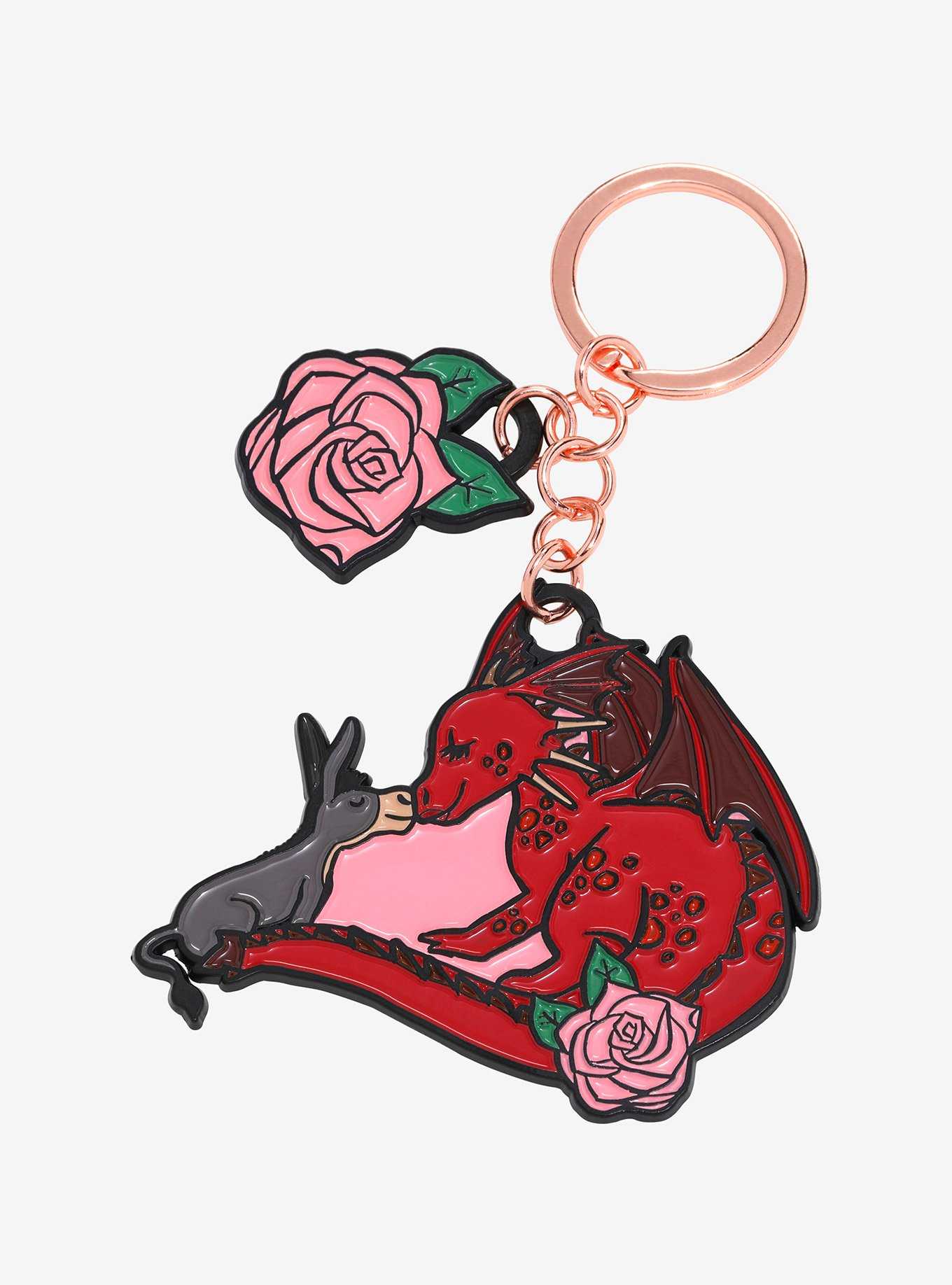 Shrek Donkey and Dragon Floral Keychain - BoxLunch Exclusive, , hi-res