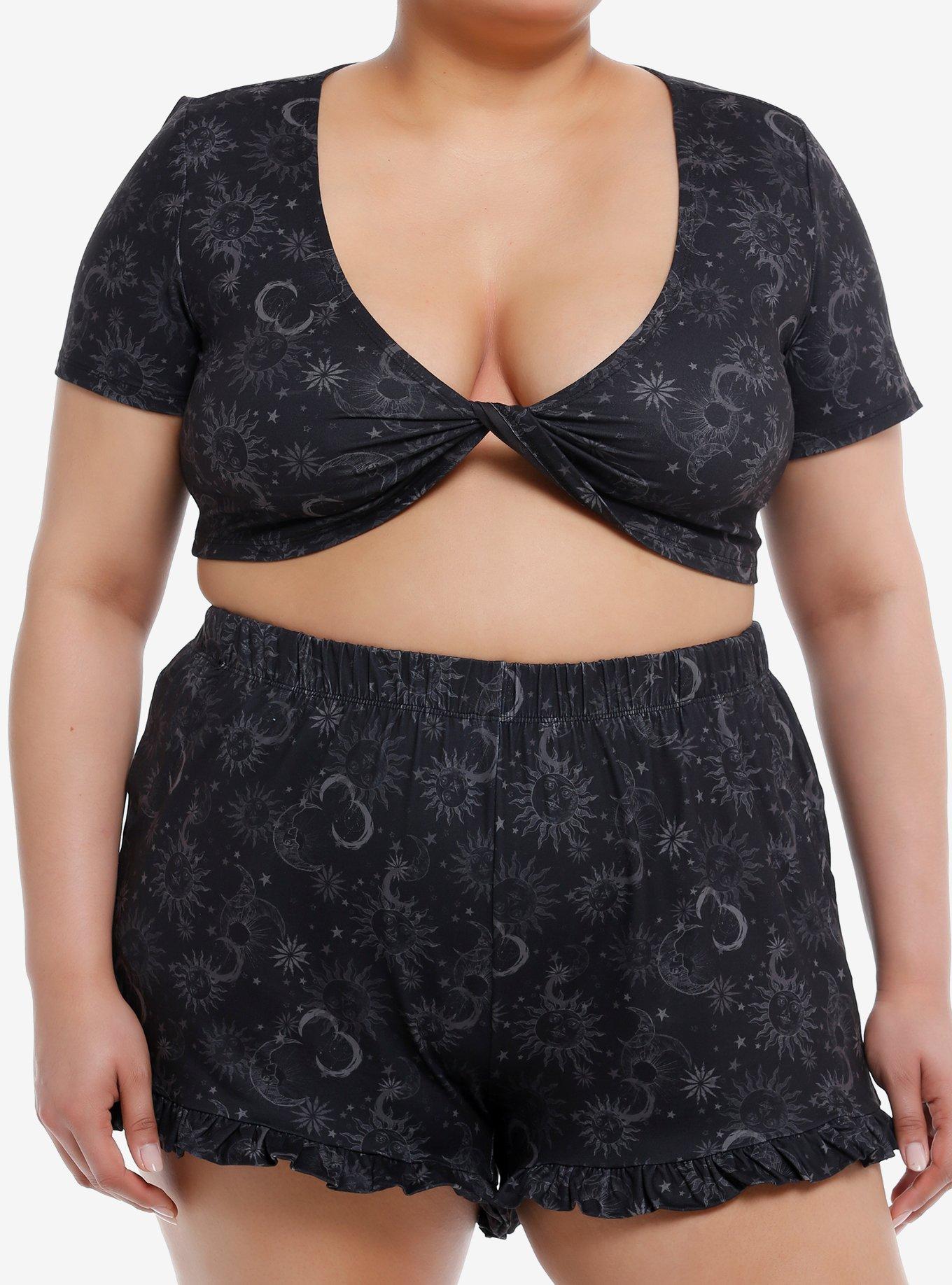 Cosmic Aura® Celestial Girls Lounge Set Plus Size, BLACK, hi-res