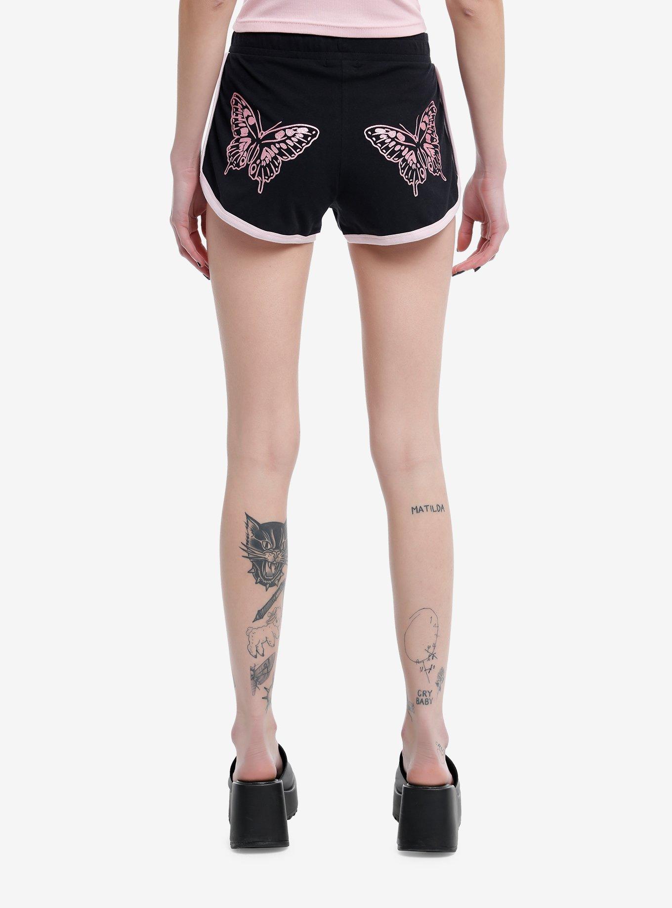 Sweet Society Glitter Butterfly Girls Soft Shorts, BLACK, hi-res