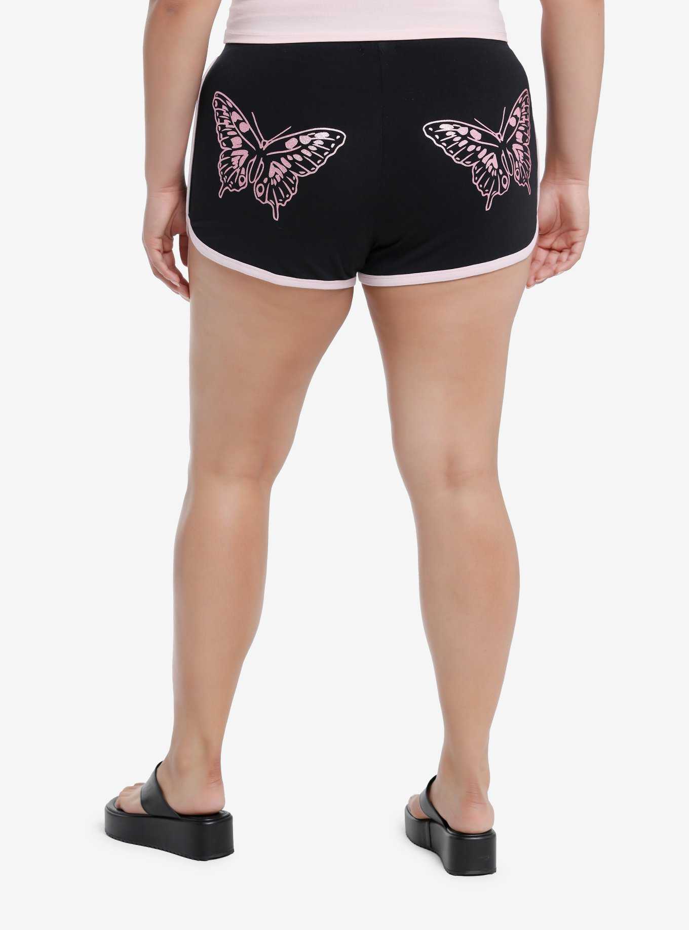 Sweet Society Glitter Butterfly Girls Soft Shorts Plus Size, , hi-res