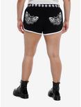 Black & White Skull Girls Lounge Shorts Plus Size, BLACK, hi-res