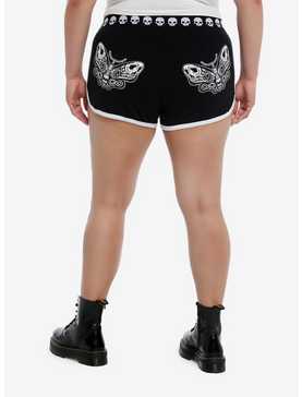 Black & White Skull Girls Lounge Shorts Plus Size, , hi-res
