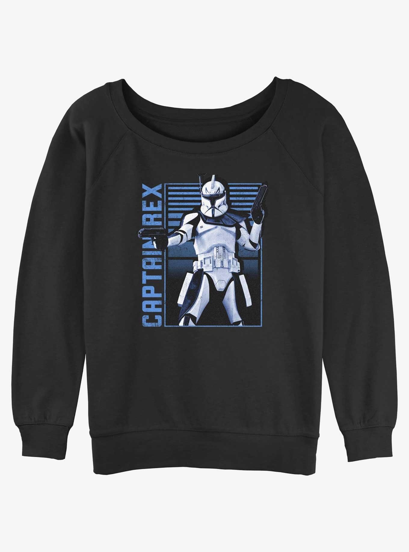 Disney Ahsoka Captain Rex Womens Slouchy Sweatshirt, BLACK, hi-res