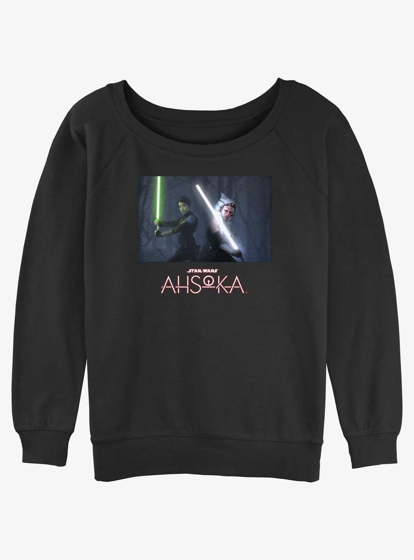 Disney Ahsoka Sabine and Ahsoka Lightsaber Stance Womens Slouchy Sweatshirt, BLACK, hi-res