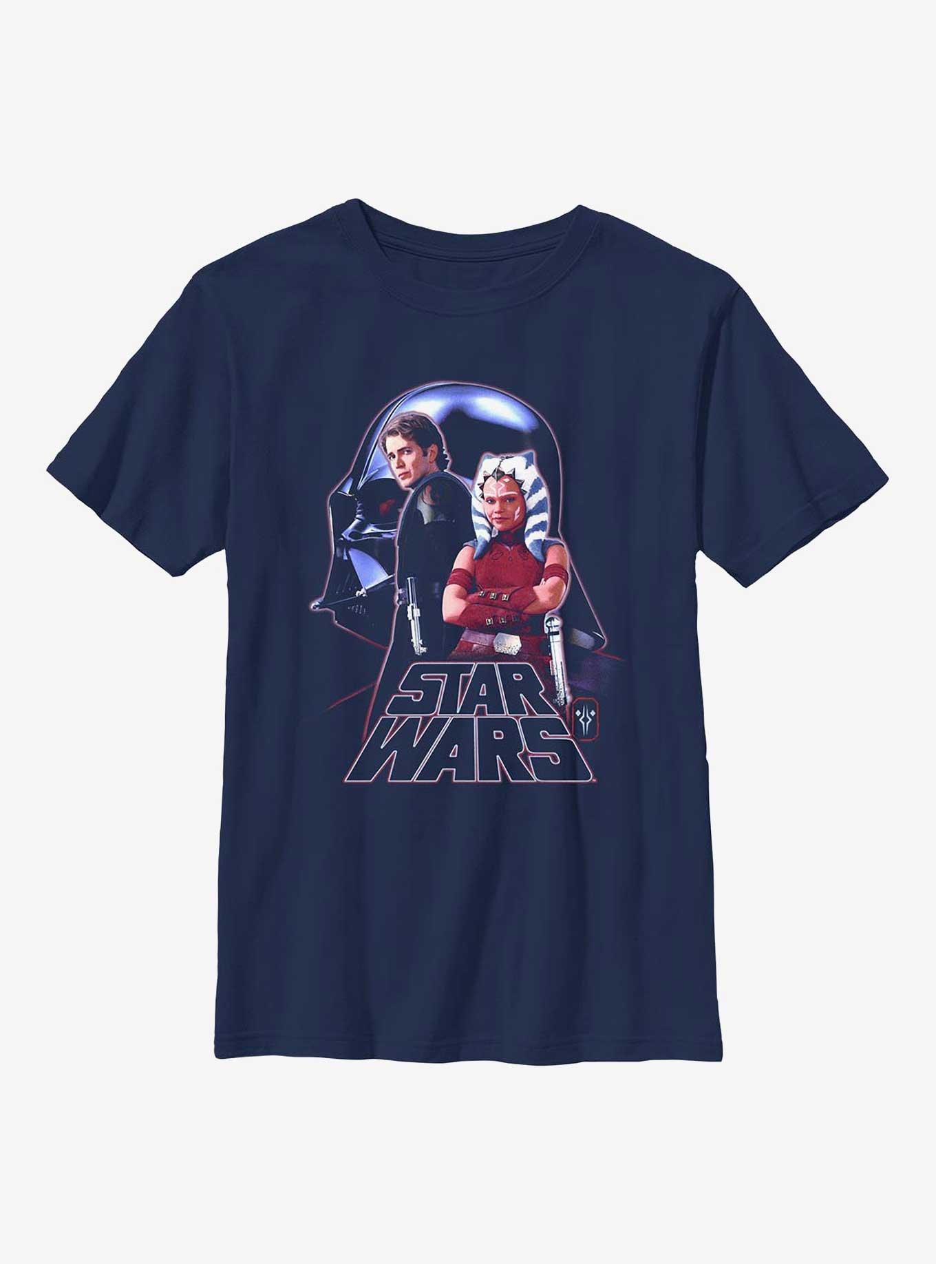 Disney Ahsoka Anakin Skywalker and Young Ahsoka Youth T-Shirt, NAVY, hi-res