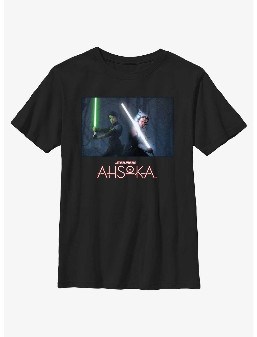 Disney Ahsoka Sabine and Ahsoka Lightsaber Stance Youth T-Shirt, BLACK, hi-res