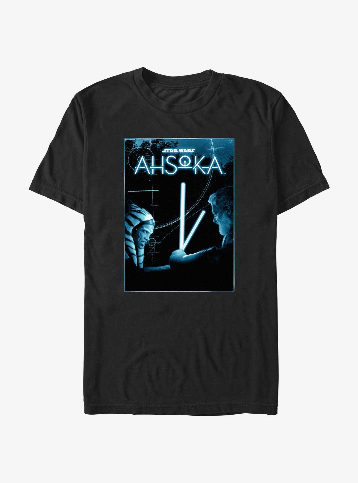 Disney Ahsoka vs. Baylan Skoll Lightsaber Battle Poster T-Shirt Her Universe Web Exclusive, BLACK, hi-res