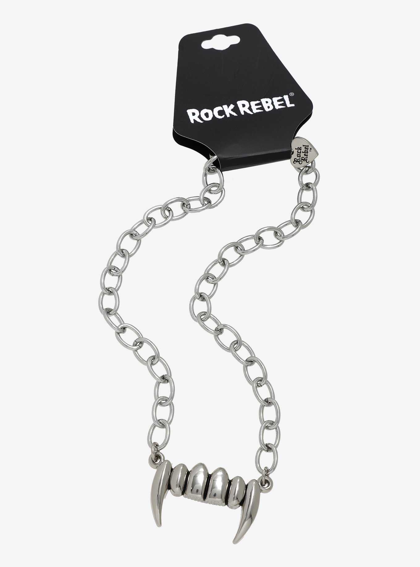 Rock Rebel Vampire Fangs Necklace, , hi-res