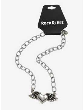 Rock Rebel Winged Heart Necklace, , hi-res