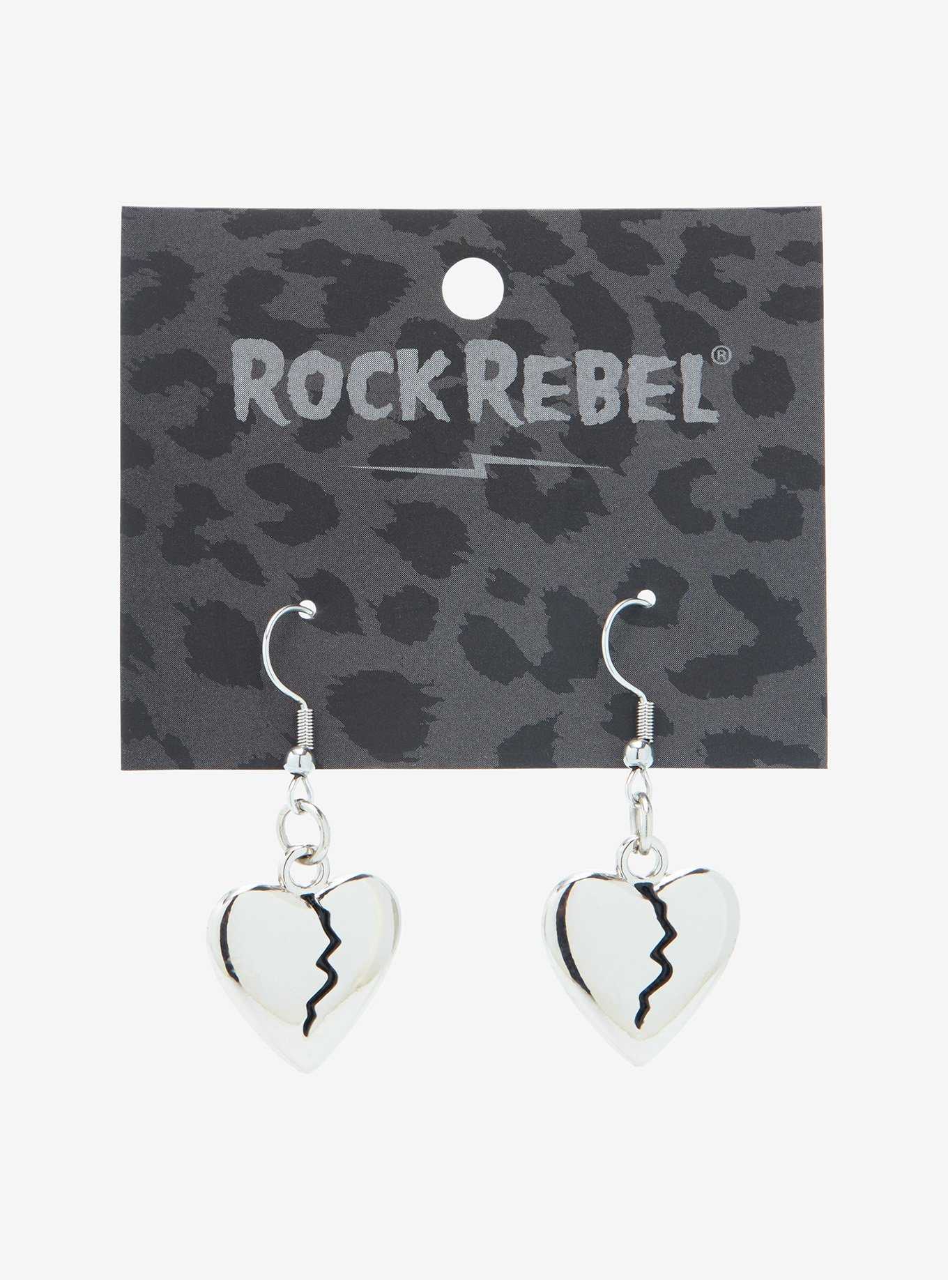 Rock Rebel Broken Heart Earrings, , hi-res
