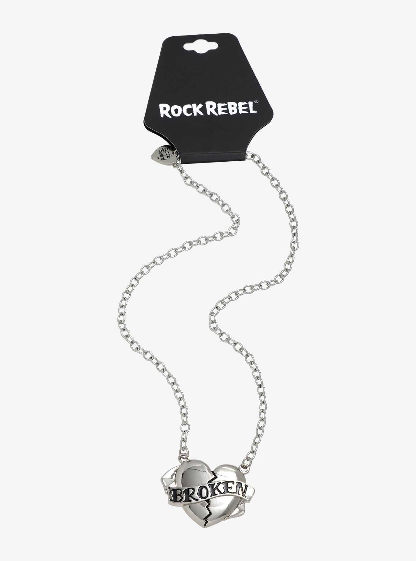 Rock Rebel Broken Heart Necklace, , hi-res