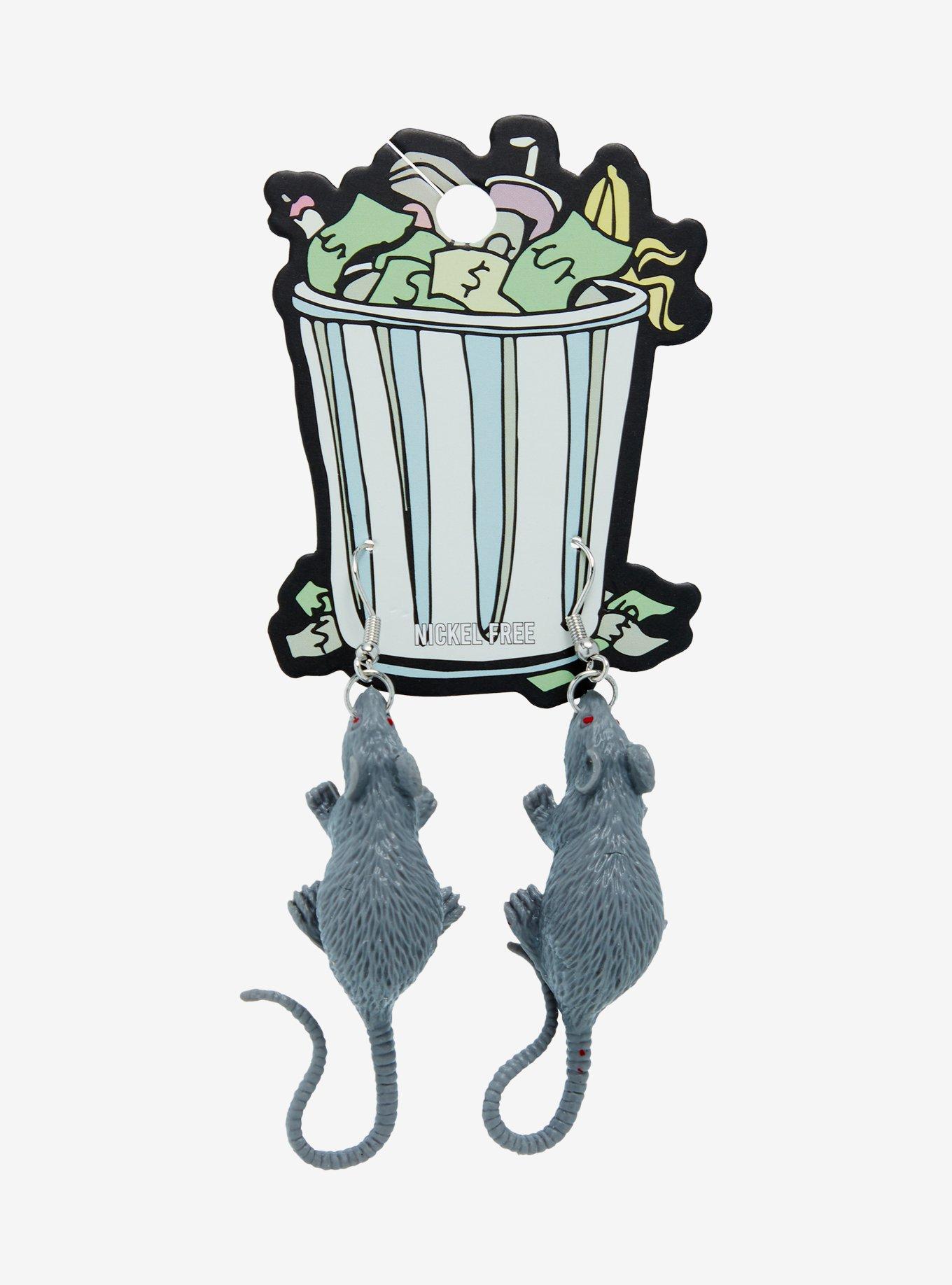 Grey Rat Figural Drop Earrings, , hi-res