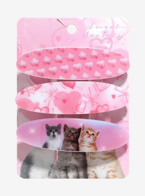 Sweet Society Pink Heart Cats Hair Clip Set | Hot Topic