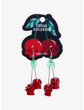 Social Collision Skull Cherry Earrings, , hi-res