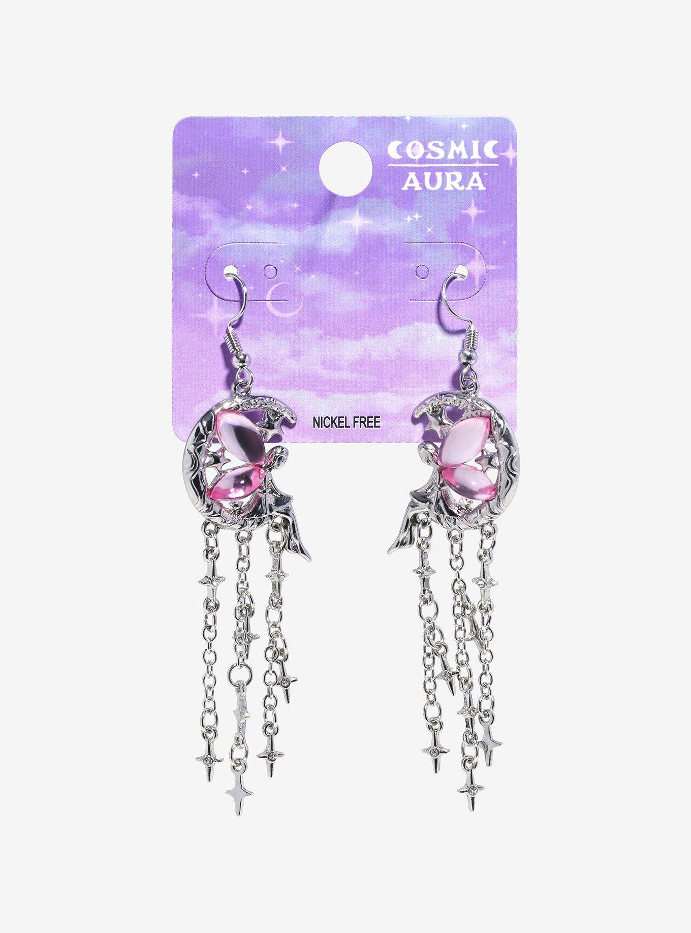 Cosmic Aura Fairy Moon Drop Earrings