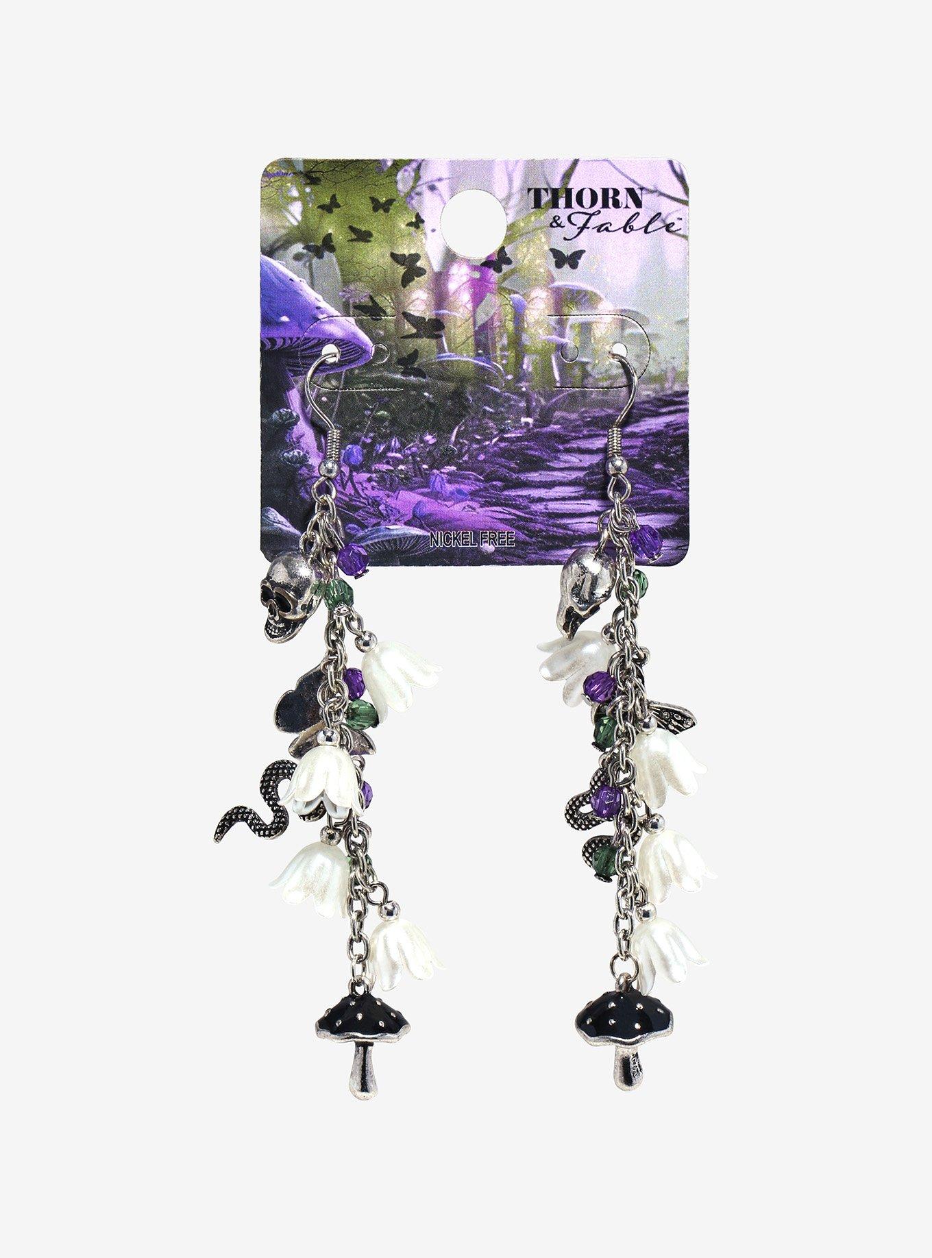 Thorn & Fable Skull Fairy Grunge Drop Earrings, , hi-res