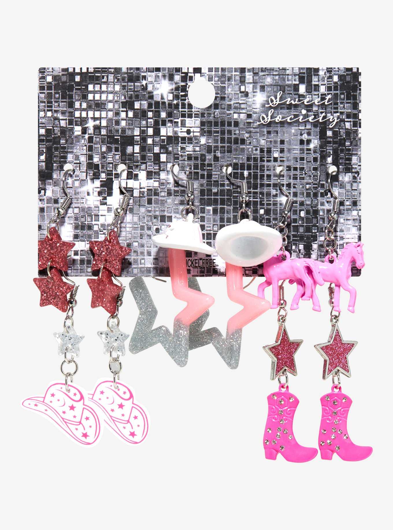 Sweet Society Pink Cowgirl Drop Earring Set, , hi-res