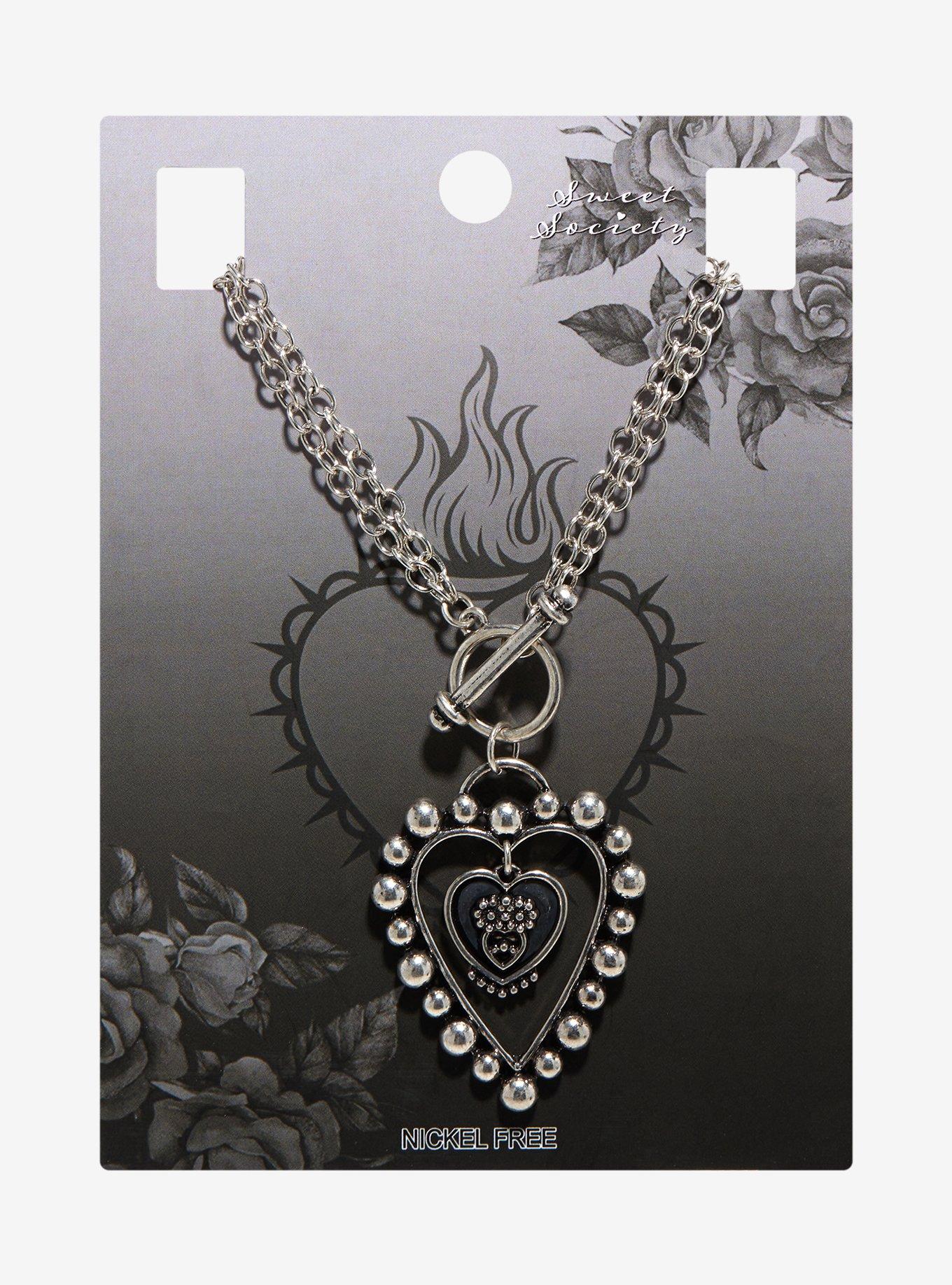 Sweet Society Heart Chain Toggle Necklace, , hi-res