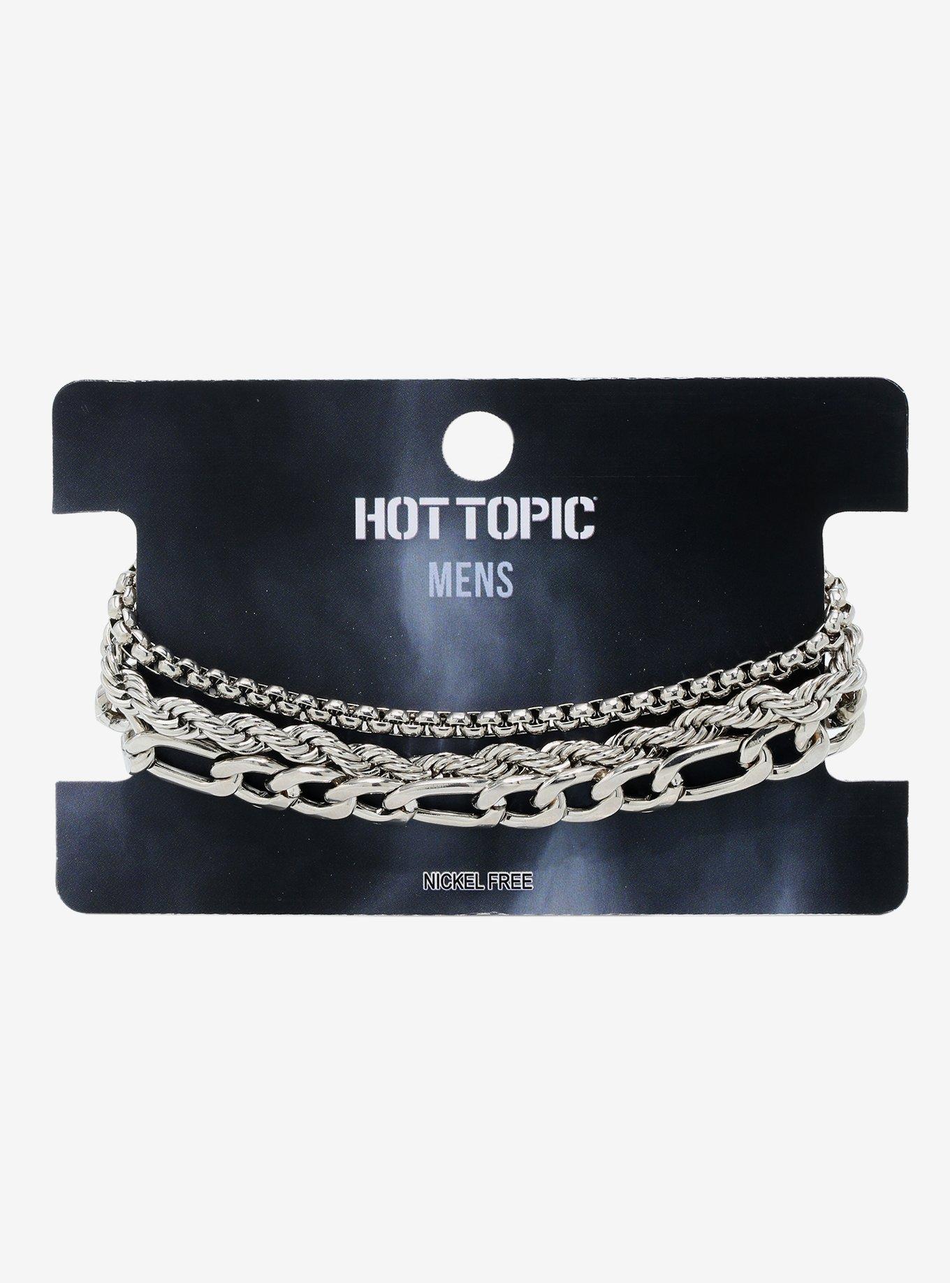 Silver Chain Guys Bracelet Set Hot Topic