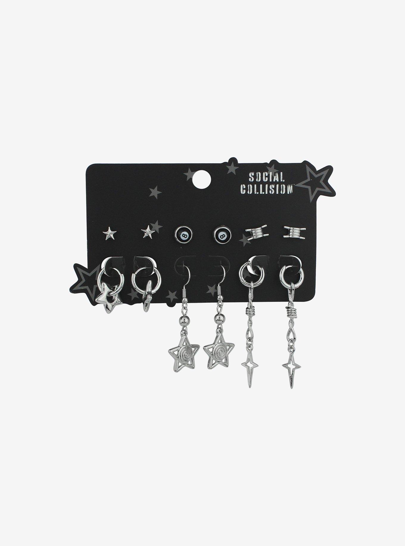 Social Collision® 8 Ball & Star Earring Set, , hi-res
