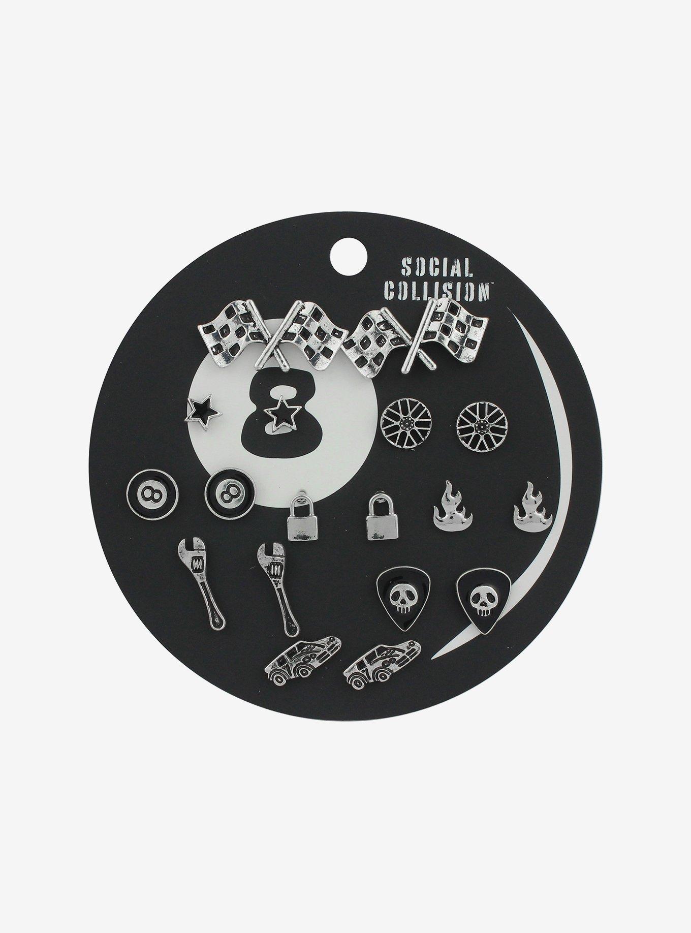 Social Collision® Race Car Rock N' Roll Stud Earring Set, , hi-res