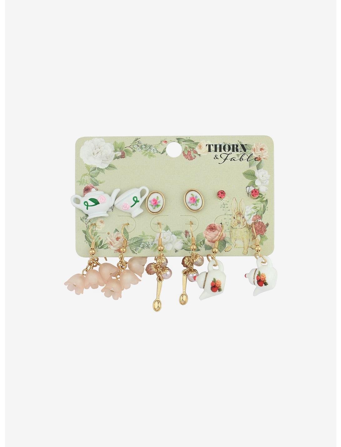 Thorn & Fable Floral Tea Party Earring Set, , hi-res