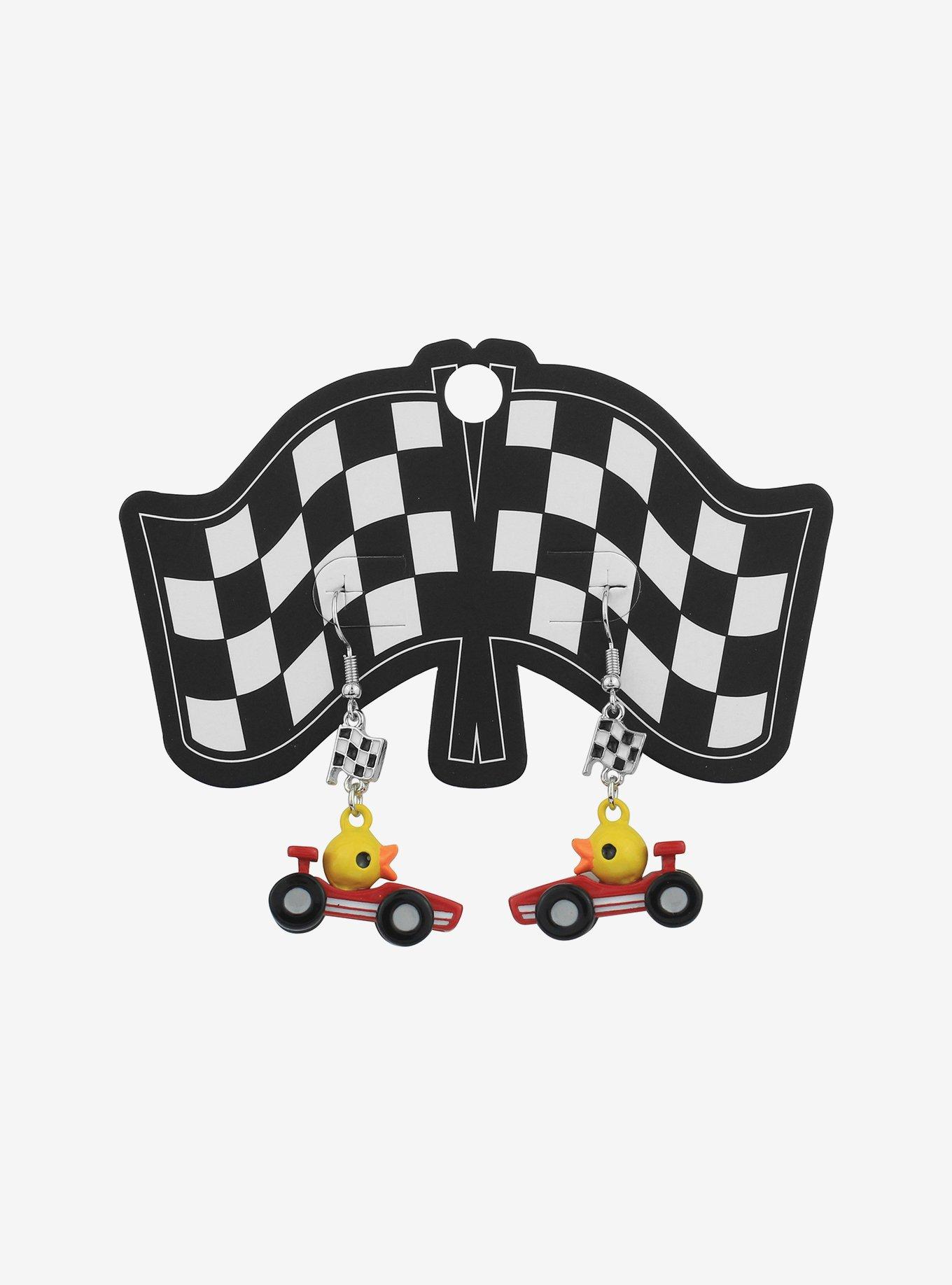 Rubber Duckie Race Car Drop Earrings, , hi-res