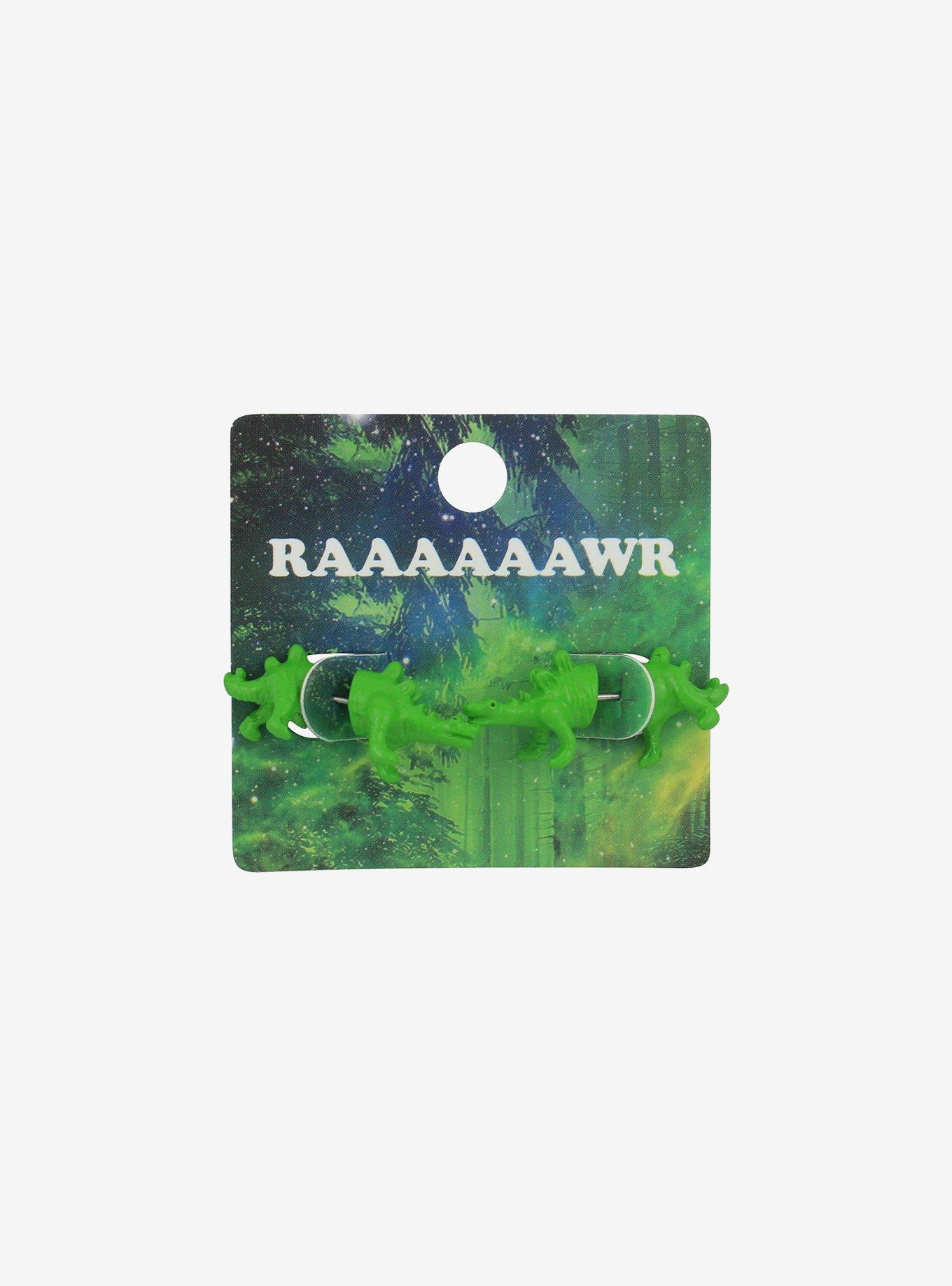 Green Dinosaur Front/Back Earrings