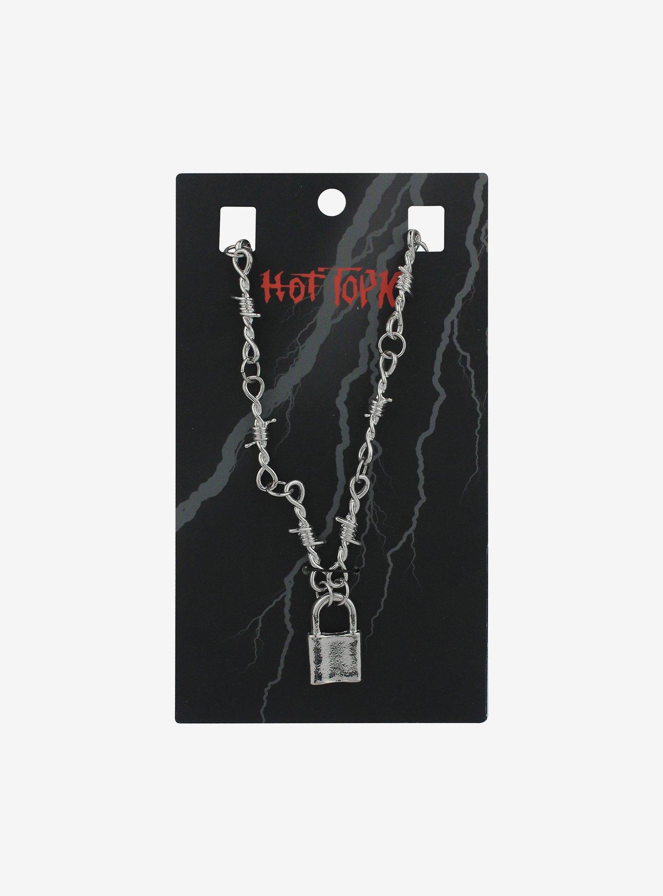 Social Collision Barbed Wire Padlock Necklace, , hi-res