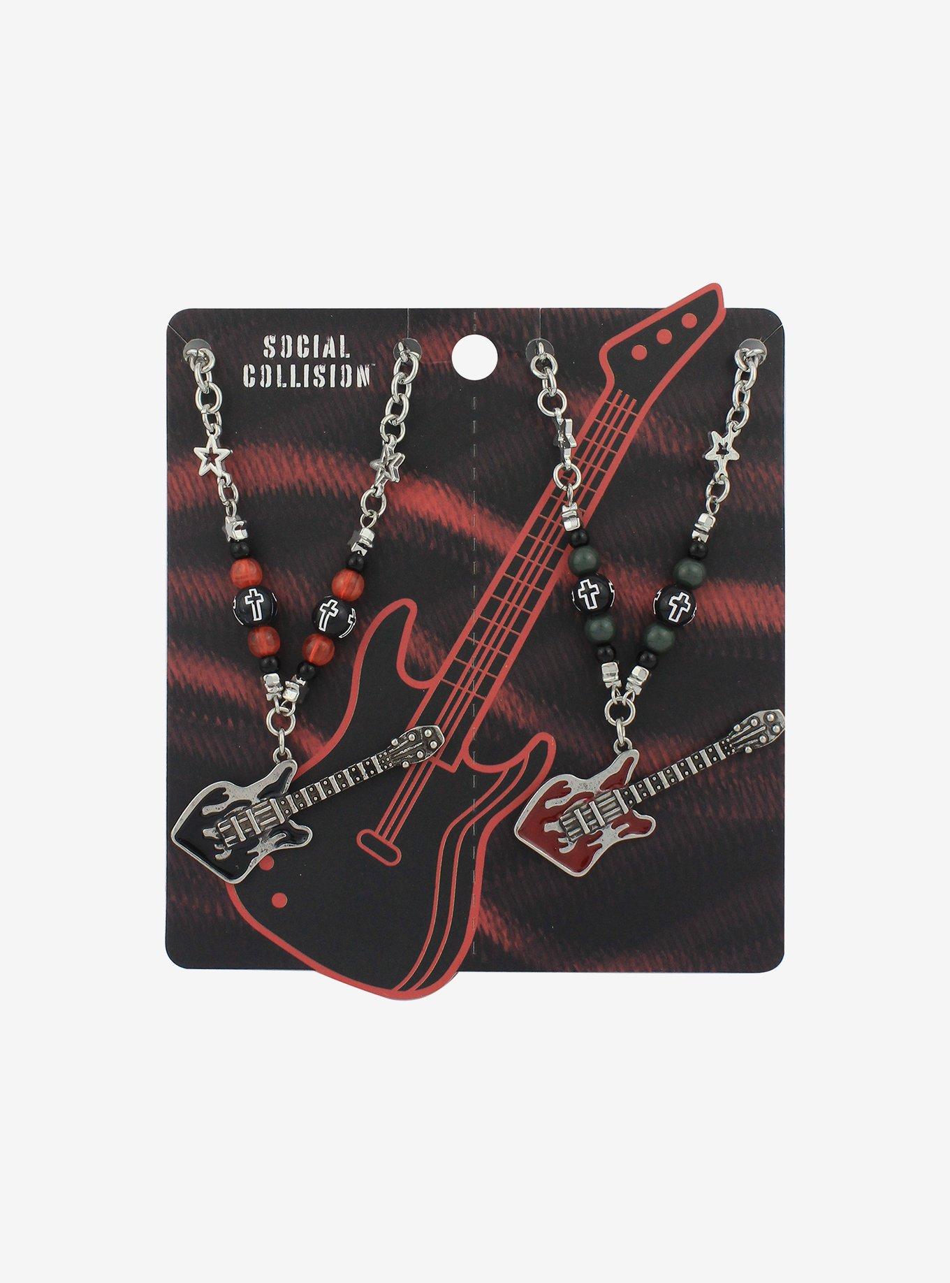 Social Collision Electric Guitar Best Friend Necklace Set, , hi-res