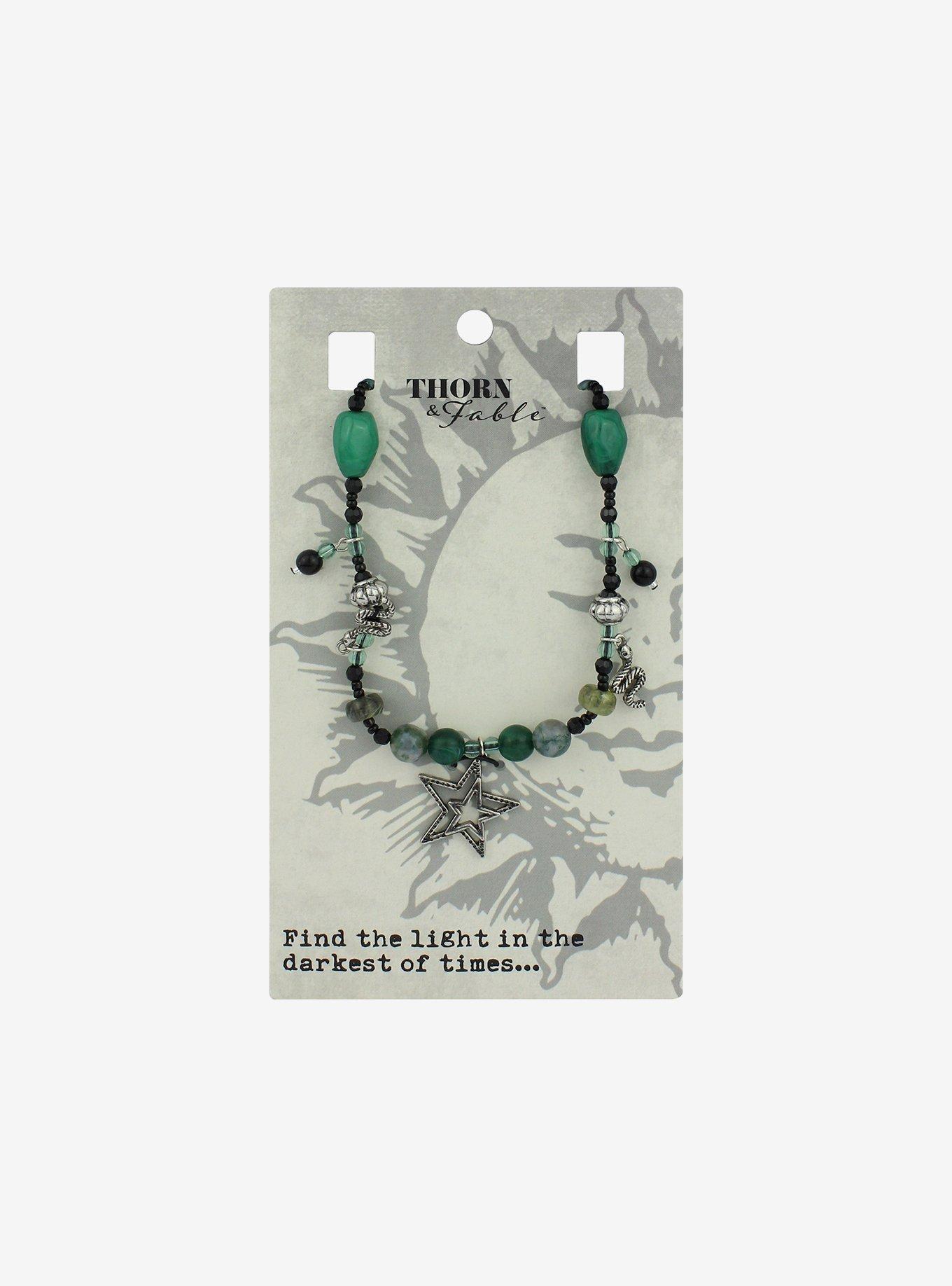 Thorn & Fable Star Green Bead Necklace